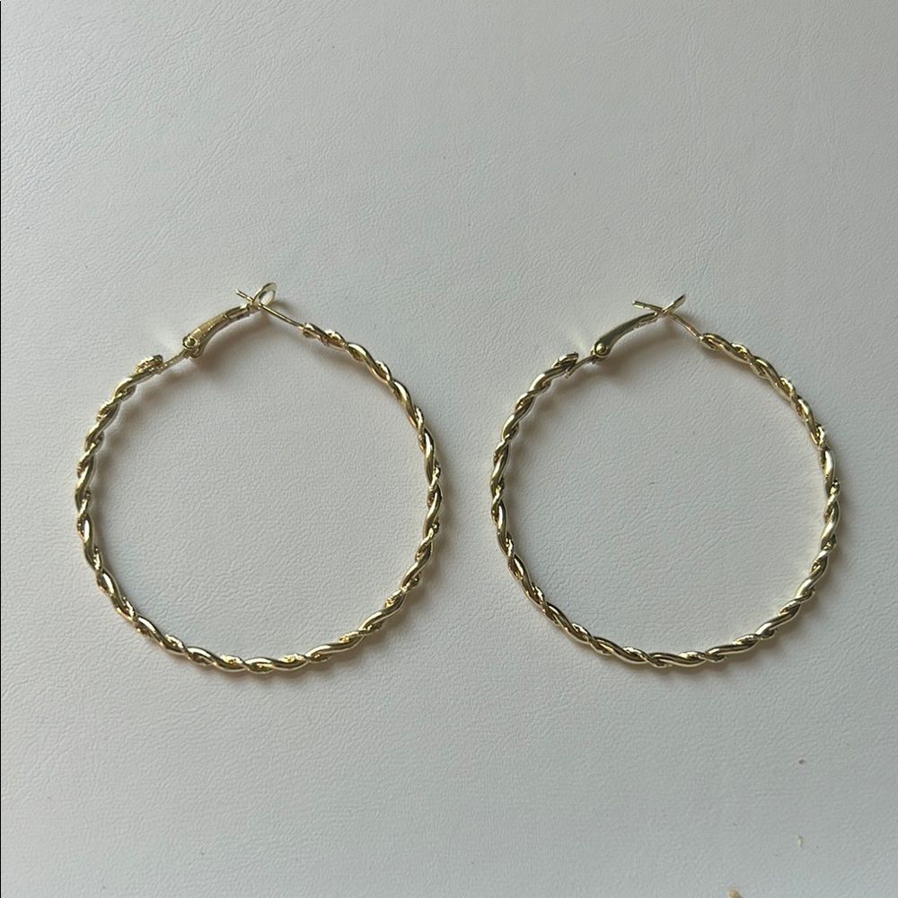 Gold Twisted Hoop Earrings